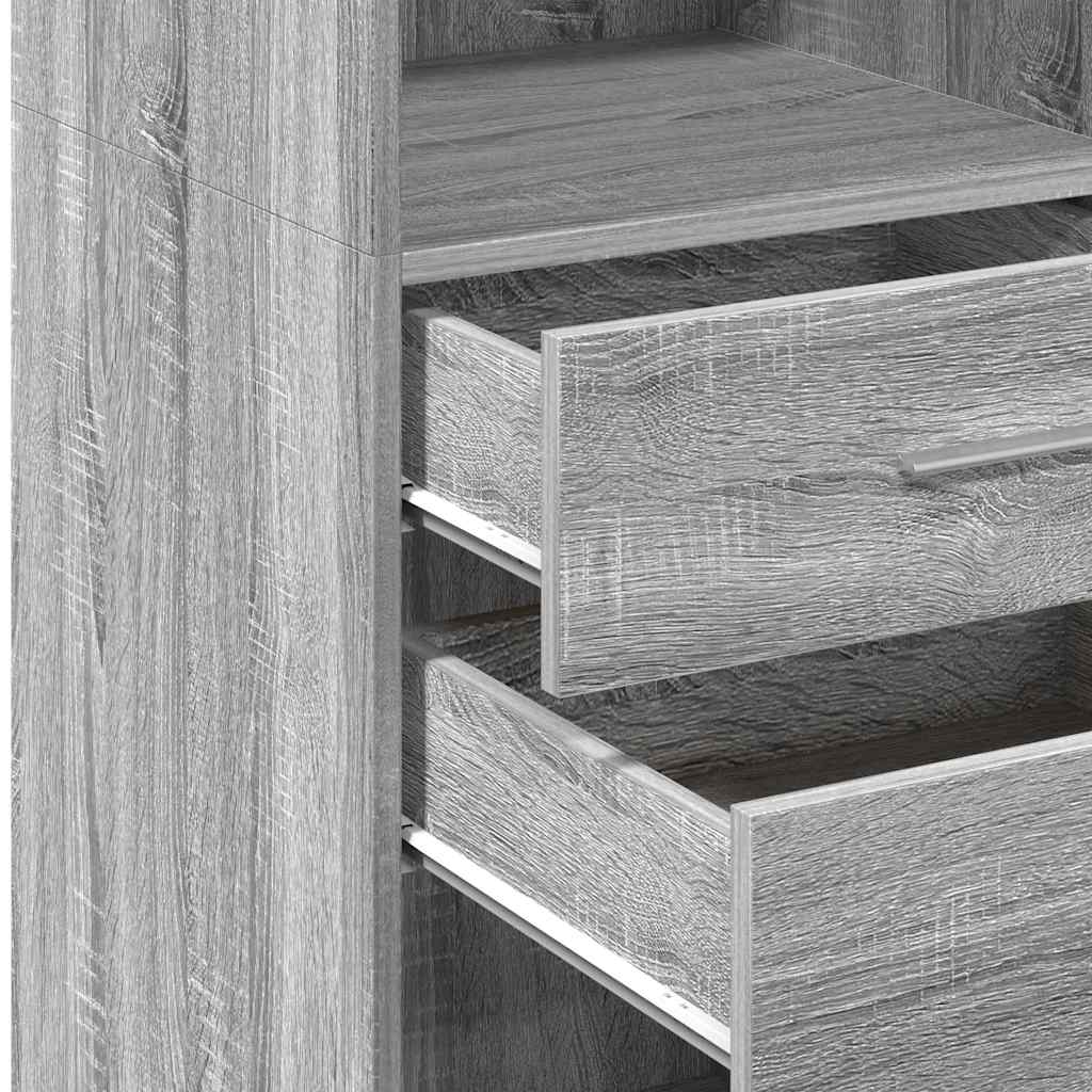 Hoge kast 30x42,5x124 cm bewerkt hout grijs sonoma eikenkleur