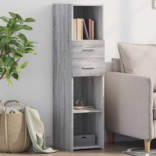 Hoge kast 30x42,5x124 cm bewerkt hout grijs sonoma eikenkleur