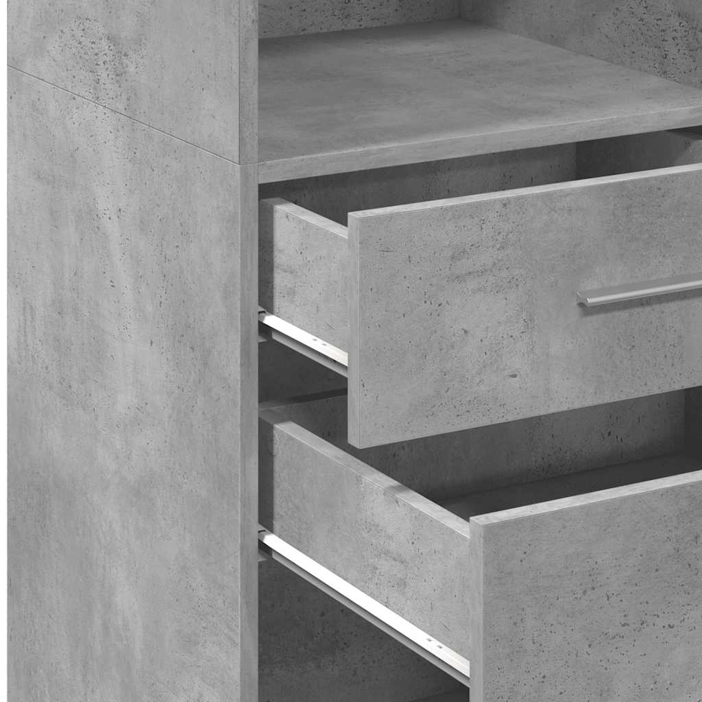 Hoge kast 40x42,5x124 cm bewerkt hout betongrijs
