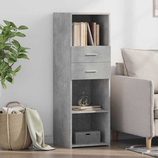 Hoge kast 40x42,5x124 cm bewerkt hout betongrijs