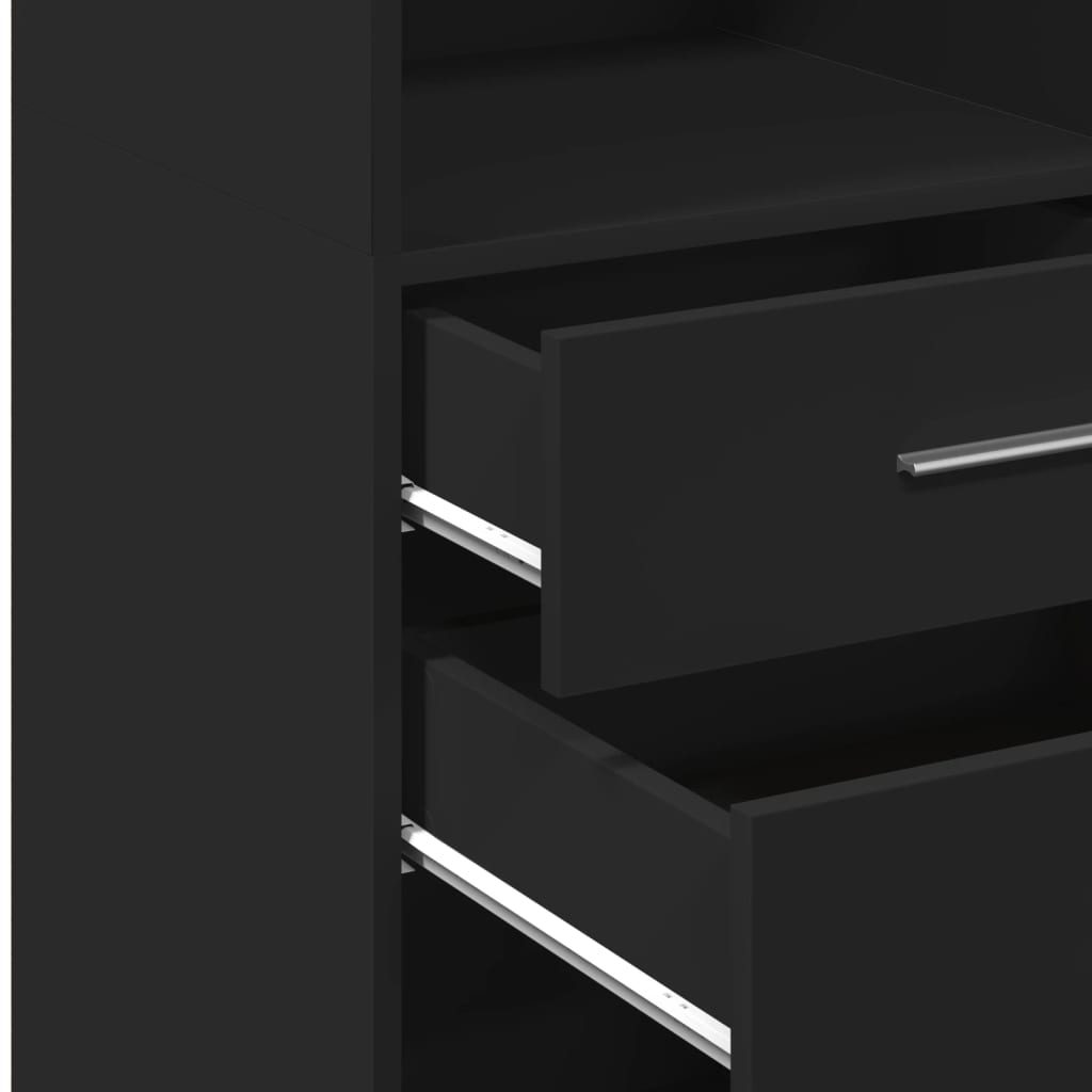 Hoge kast 45x42,5x124 cm bewerkt hout zwart