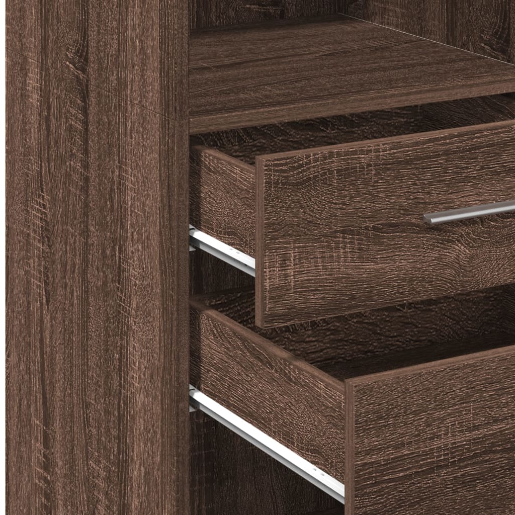 Hoge kast 45x42,5x124 cm bewerkt hout bruin eikenkleurig