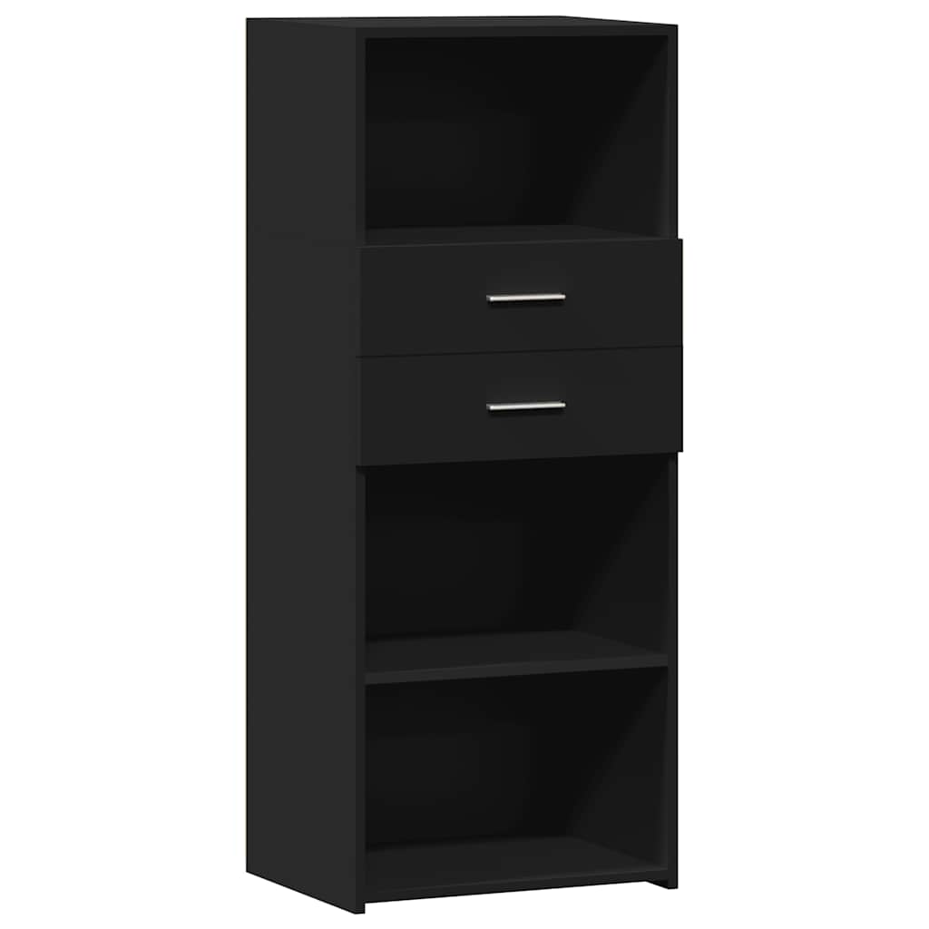 Hoge kast 50x42,5x124 cm bewerkt hout zwart