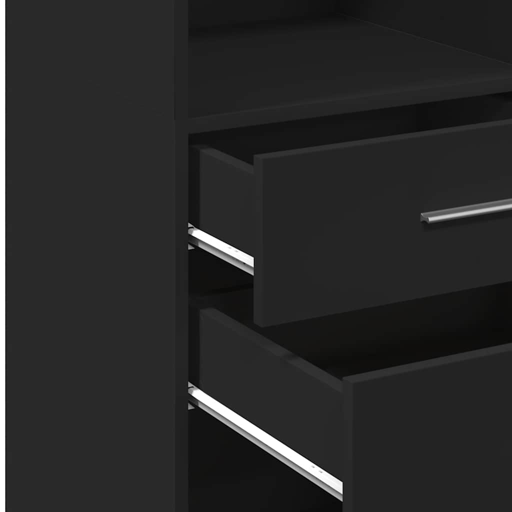 Hoge kast 50x42,5x124 cm bewerkt hout zwart