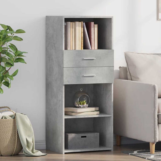 Hoge kast 50x42,5x124 cm bewerkt hout betongrijs
