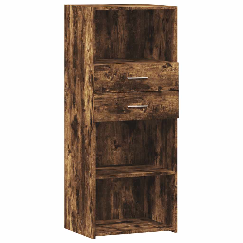 Hoge kast 50x42,5x124 cm bewerkt hout gerookt eikenkleurig