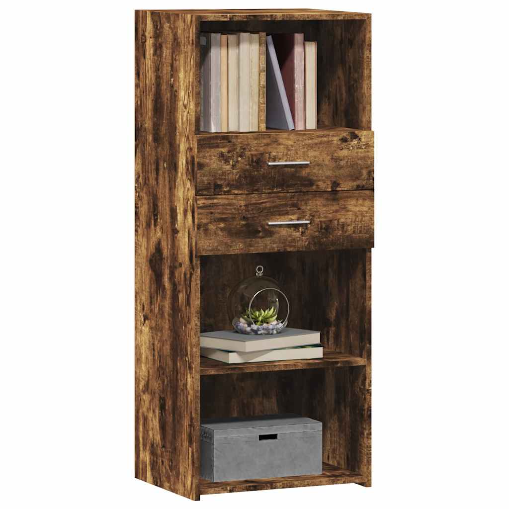 Hoge kast 50x42,5x124 cm bewerkt hout gerookt eikenkleurig