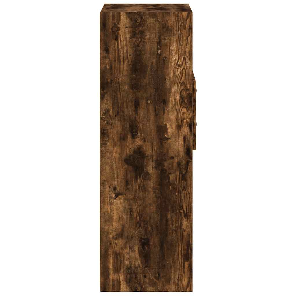 Hoge kast 50x42,5x124 cm bewerkt hout gerookt eikenkleurig