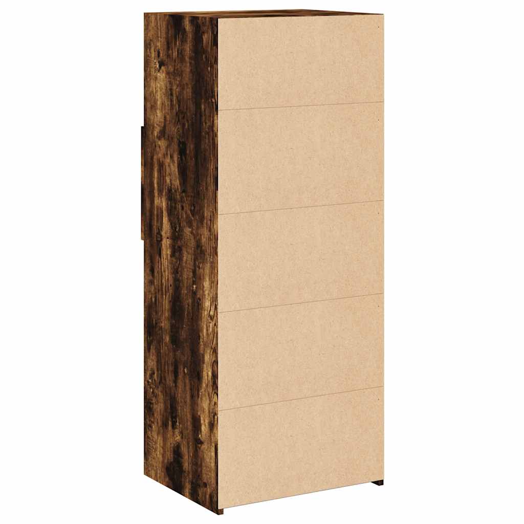 Hoge kast 50x42,5x124 cm bewerkt hout gerookt eikenkleurig