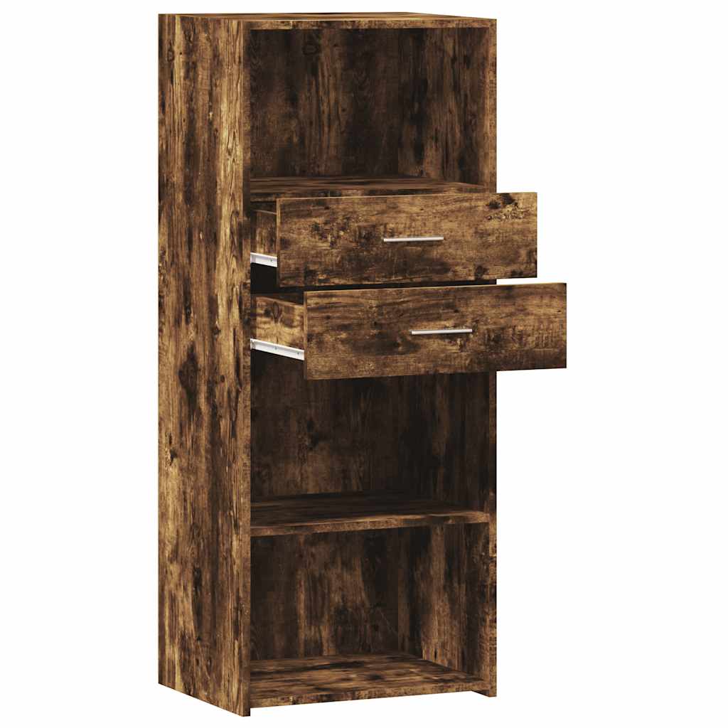 Hoge kast 50x42,5x124 cm bewerkt hout gerookt eikenkleurig
