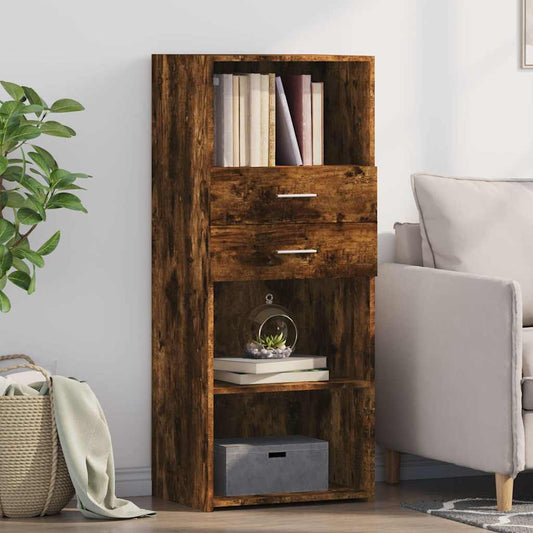 Hoge kast 50x42,5x124 cm bewerkt hout gerookt eikenkleurig