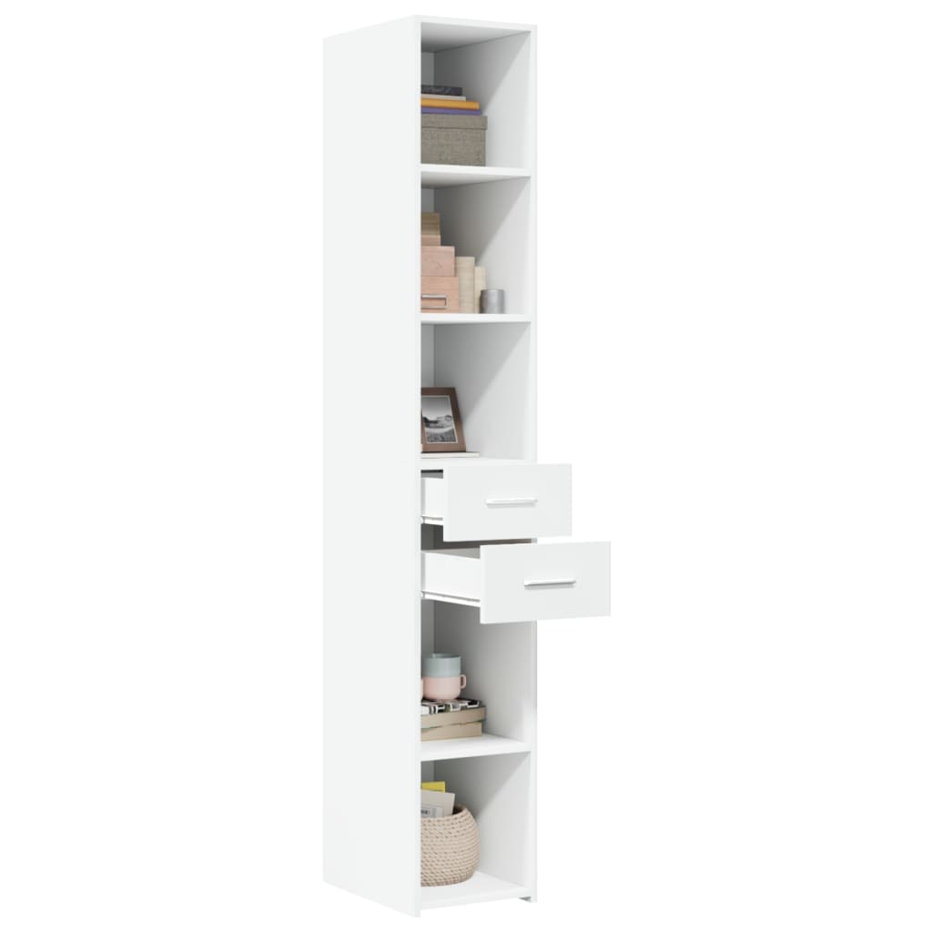 Hoge kast 30x42,5x185 cm bewerkt hout wit