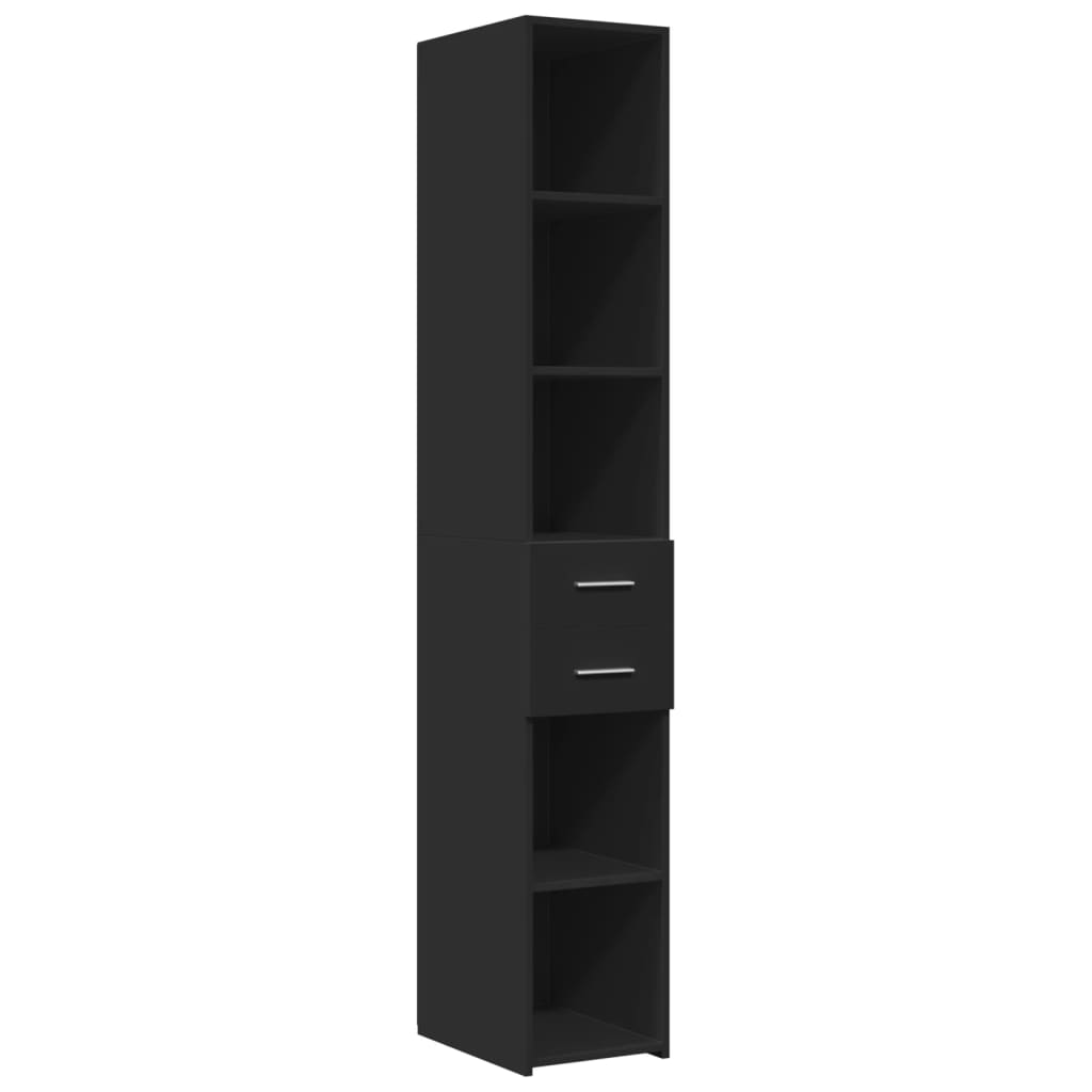 Hoge kast 30x42,5x185 cm bewerkt hout zwart