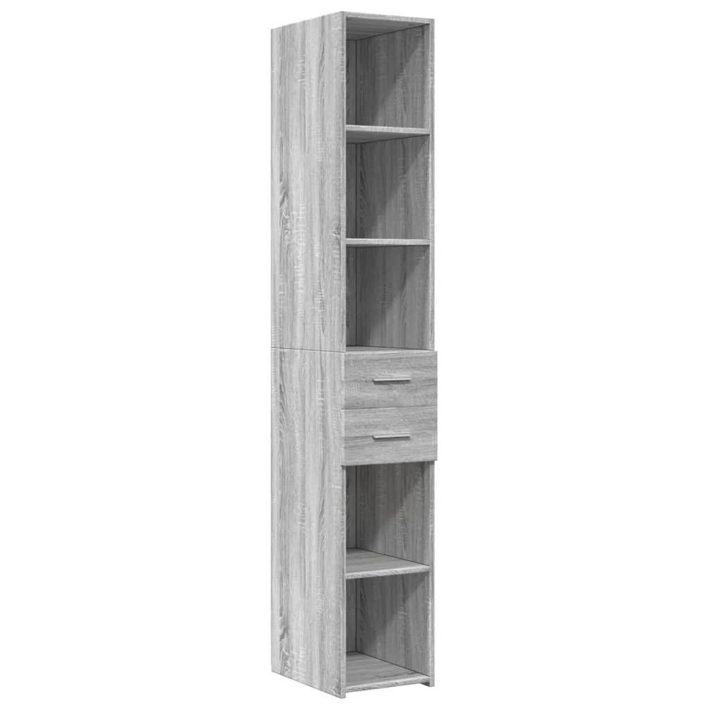 Hoge kast 30x42,5x185 cm bewerkt hout grijs sonoma eikenkleur