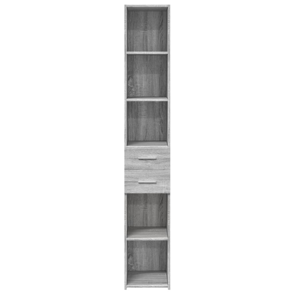 Hoge kast 30x42,5x185 cm bewerkt hout grijs sonoma eikenkleur