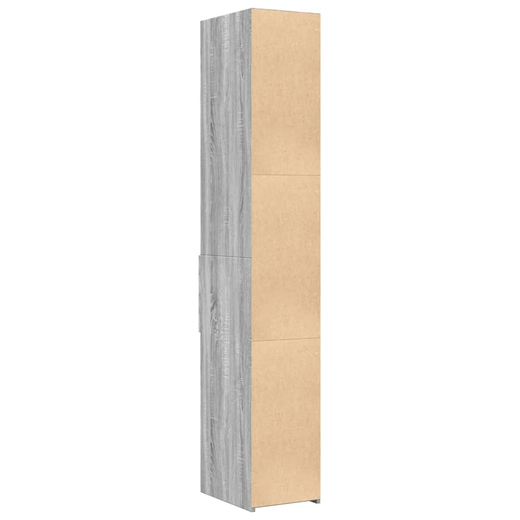 Hoge kast 30x42,5x185 cm bewerkt hout grijs sonoma eikenkleur