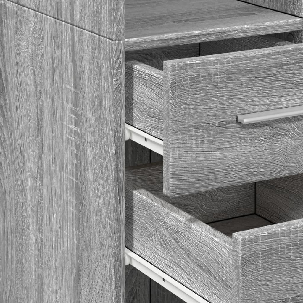 Hoge kast 30x42,5x185 cm bewerkt hout grijs sonoma eikenkleur