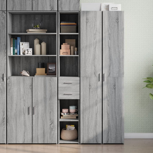 Hoge kast 30x42,5x185 cm bewerkt hout grijs sonoma eikenkleur