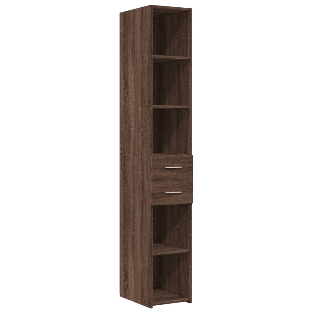 Hoge kast 30x42,5x185 cm bewerkt hout bruin eikenkleurig