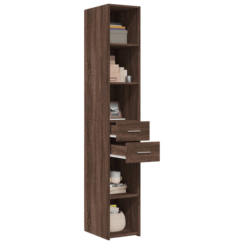 Hoge kast 30x42,5x185 cm bewerkt hout bruin eikenkleurig