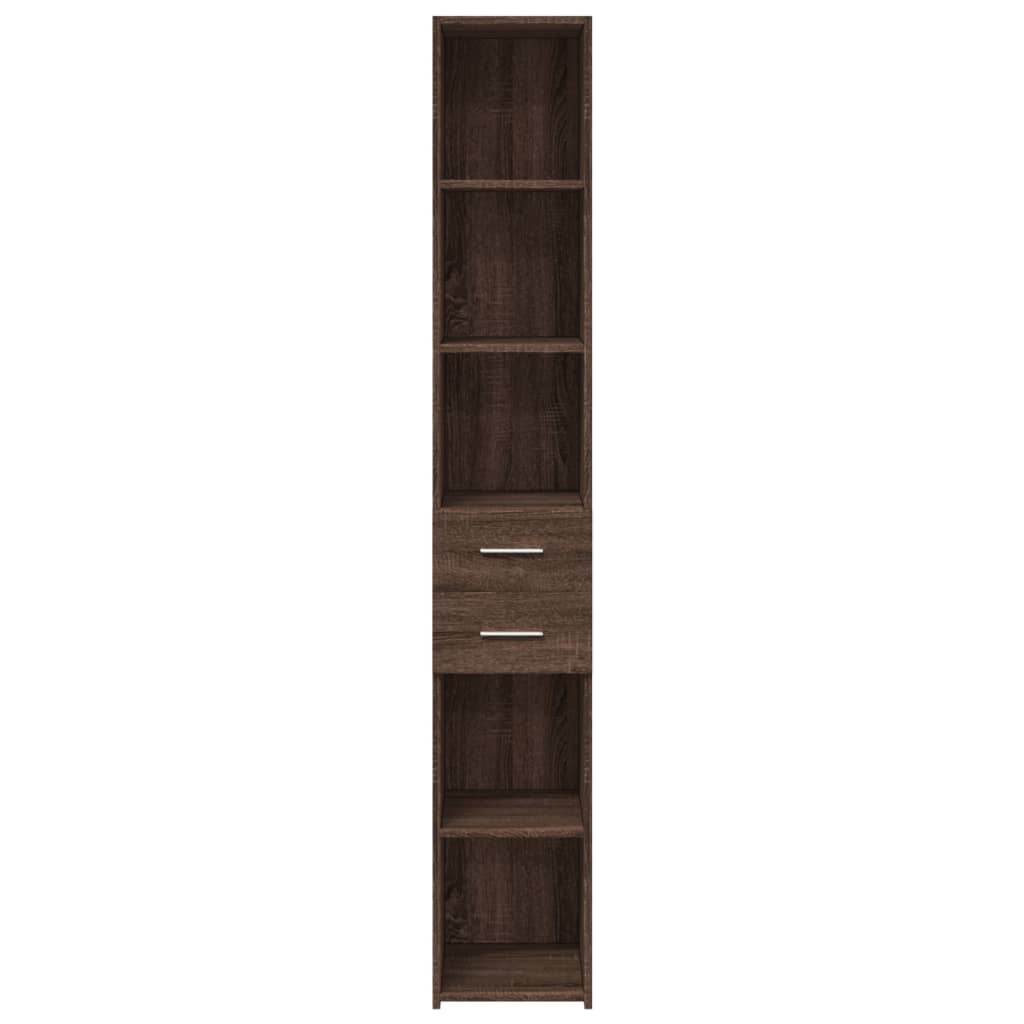 Hoge kast 30x42,5x185 cm bewerkt hout bruin eikenkleurig