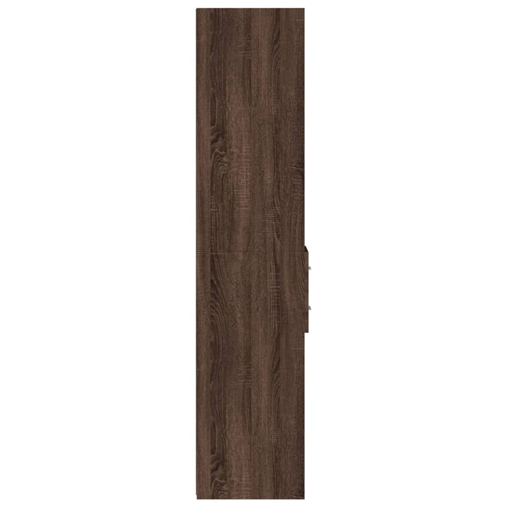 Hoge kast 30x42,5x185 cm bewerkt hout bruin eikenkleurig