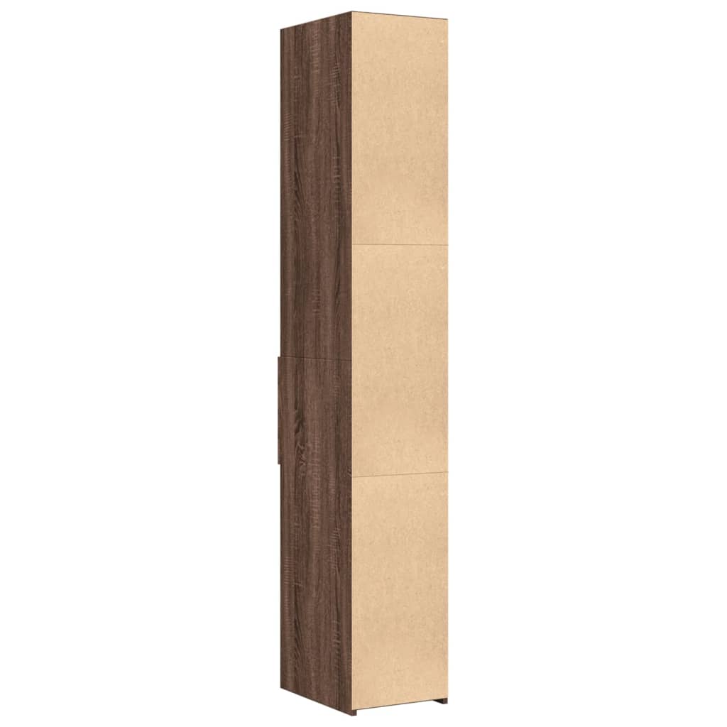 Hoge kast 30x42,5x185 cm bewerkt hout bruin eikenkleurig