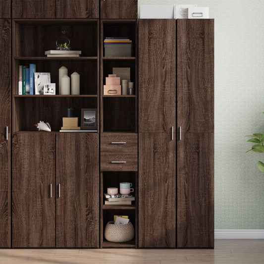 Hoge kast 30x42,5x185 cm bewerkt hout bruin eikenkleurig