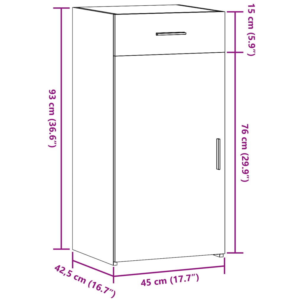 Dressoir 45x42,5x93 cm bewerkt hout bruin eikenkleur