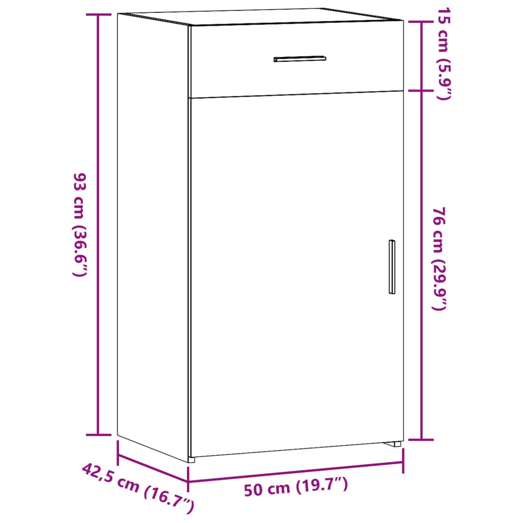 Dressoir 50x42,5x93 cm bewerkt hout bruin eikenkleur