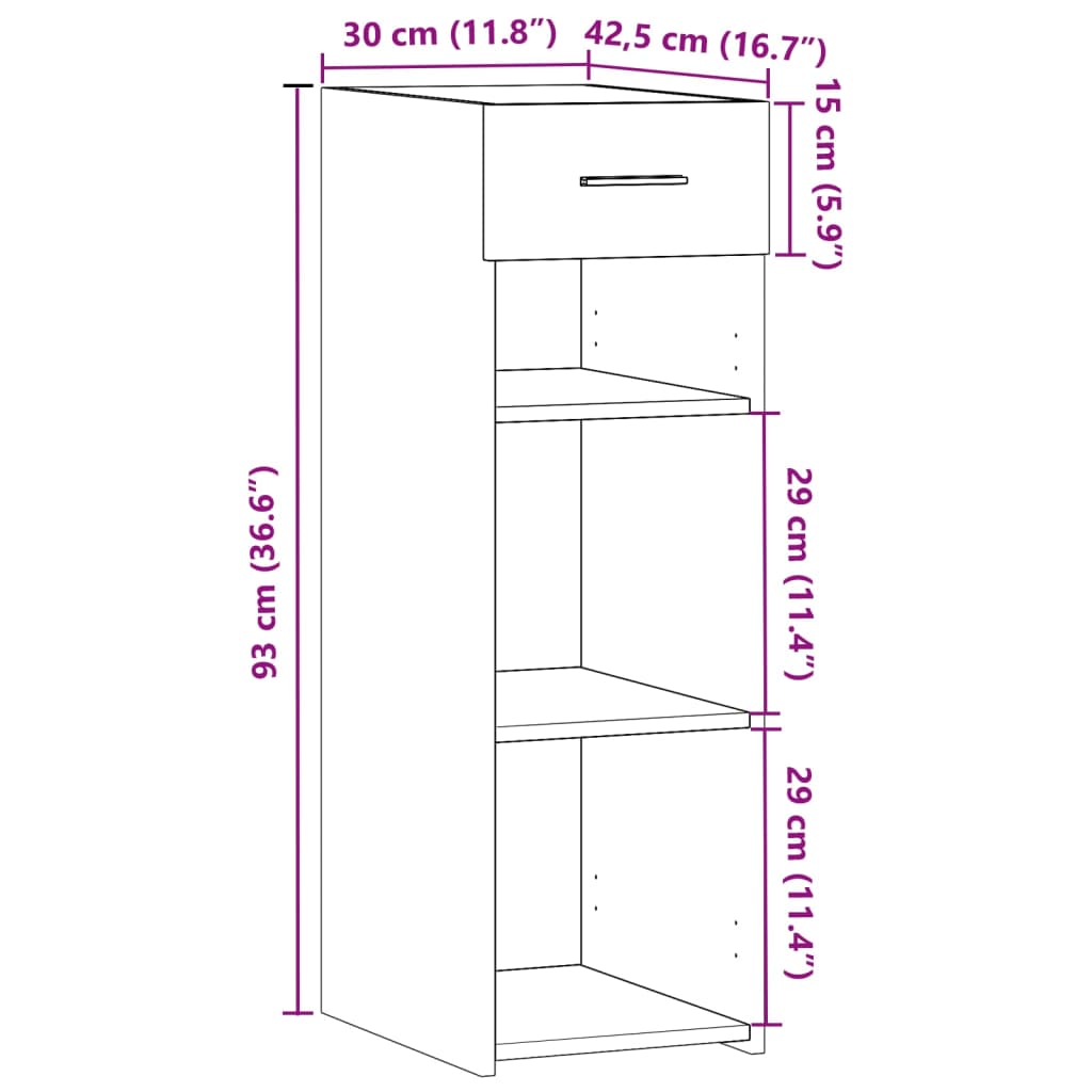 Dressoir 30x42,5x93 cm bewerkt hout sonoma eikenkleurig