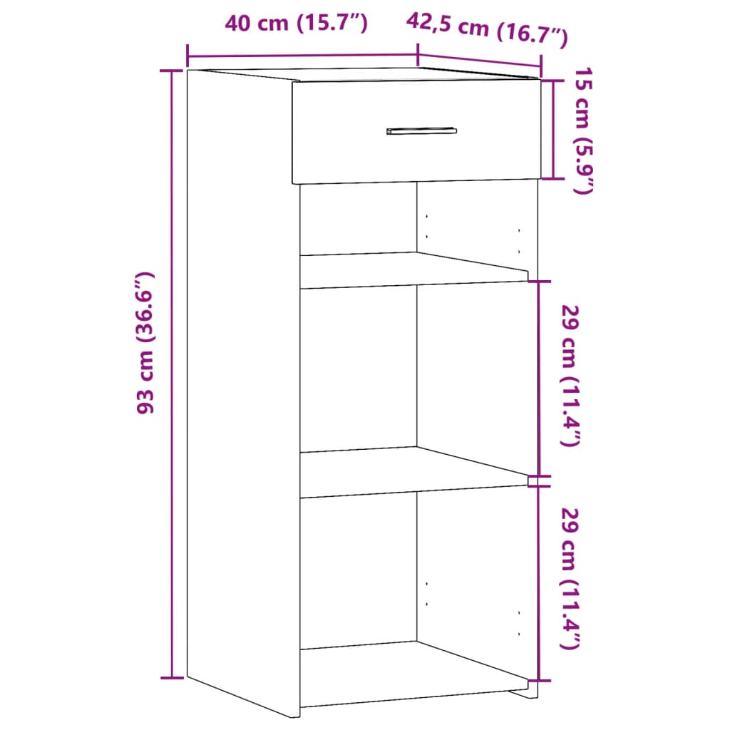 Dressoir 40x42,5x93 cm bewerkt hout sonoma eikenkleurig