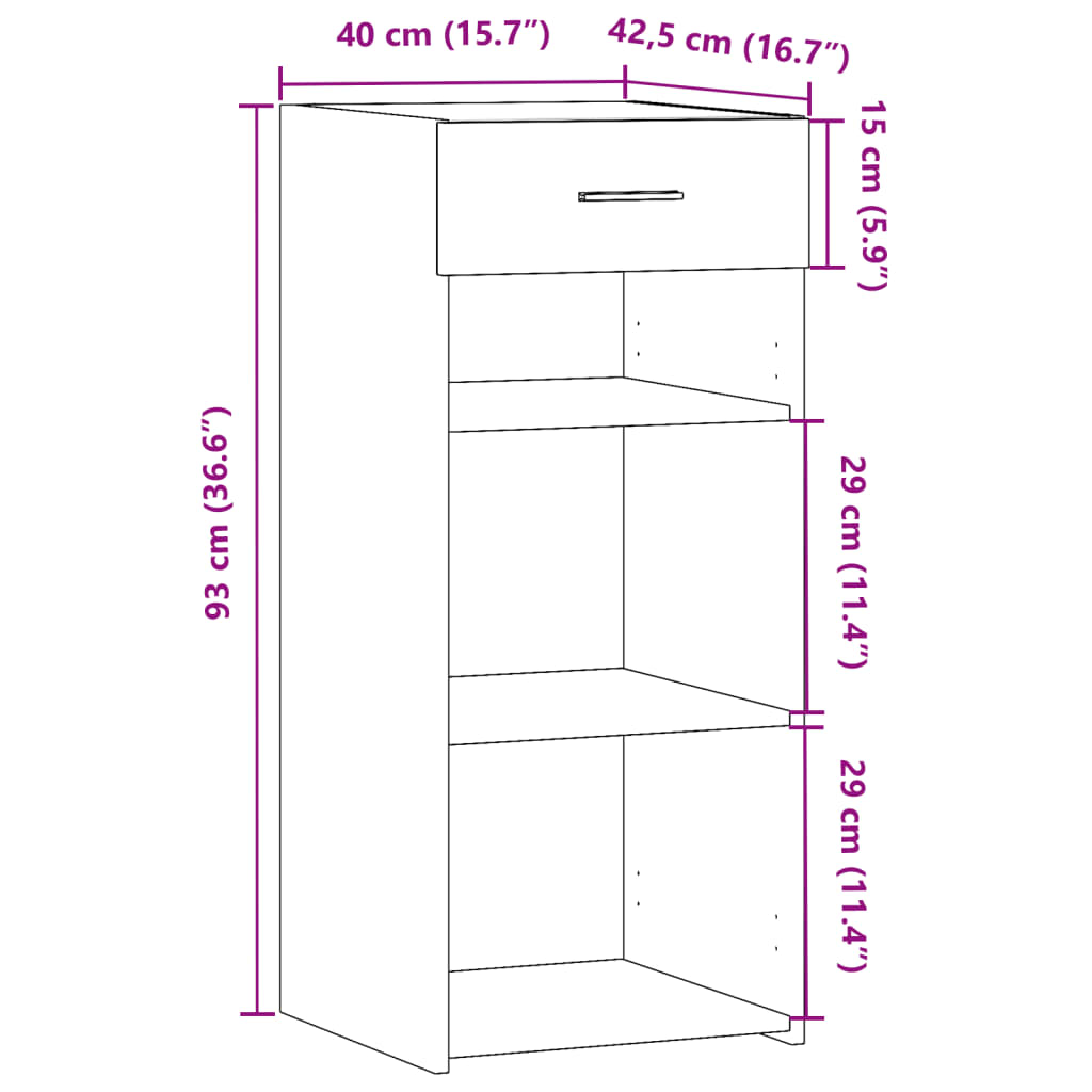 Dressoir 40x42,5x93 cm bewerkt hout grijs sonoma eikenkleur