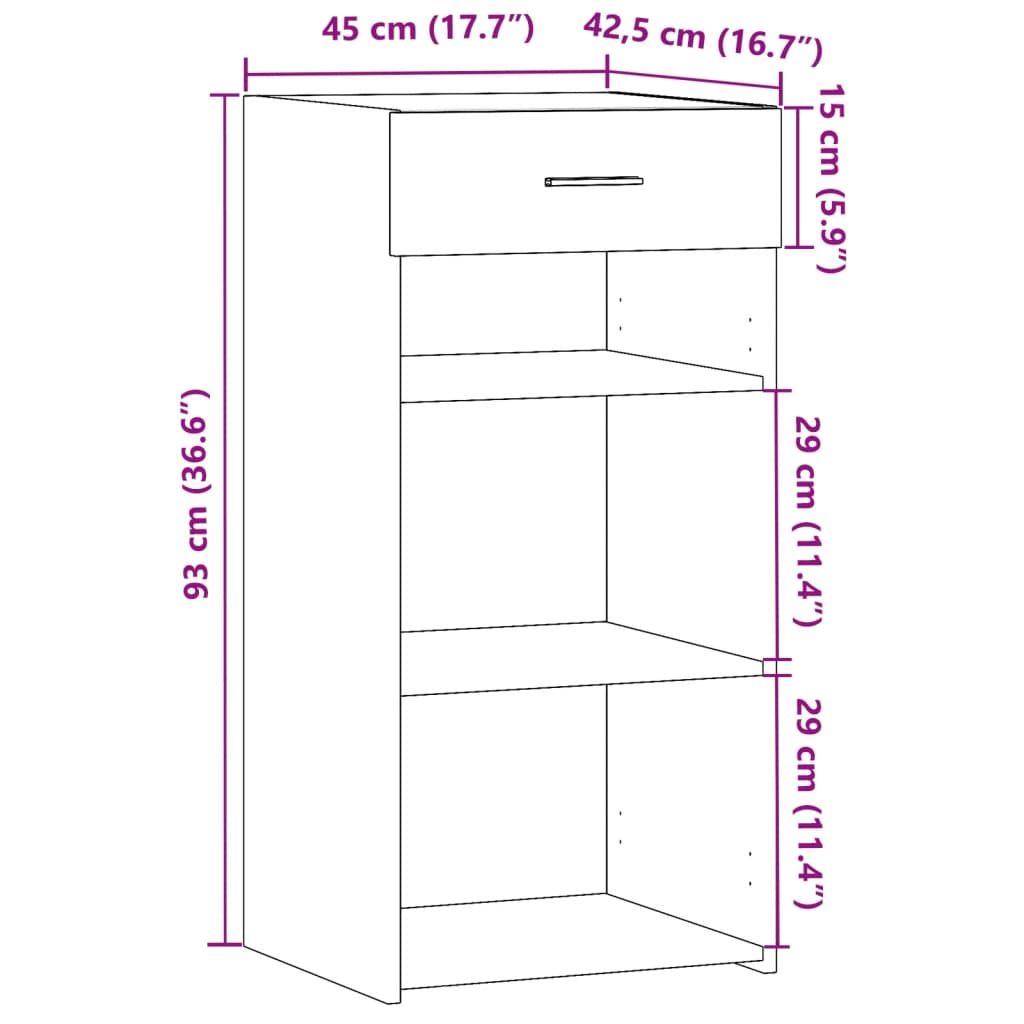 Dressoir 45x42,5x93 cm bewerkt hout wit