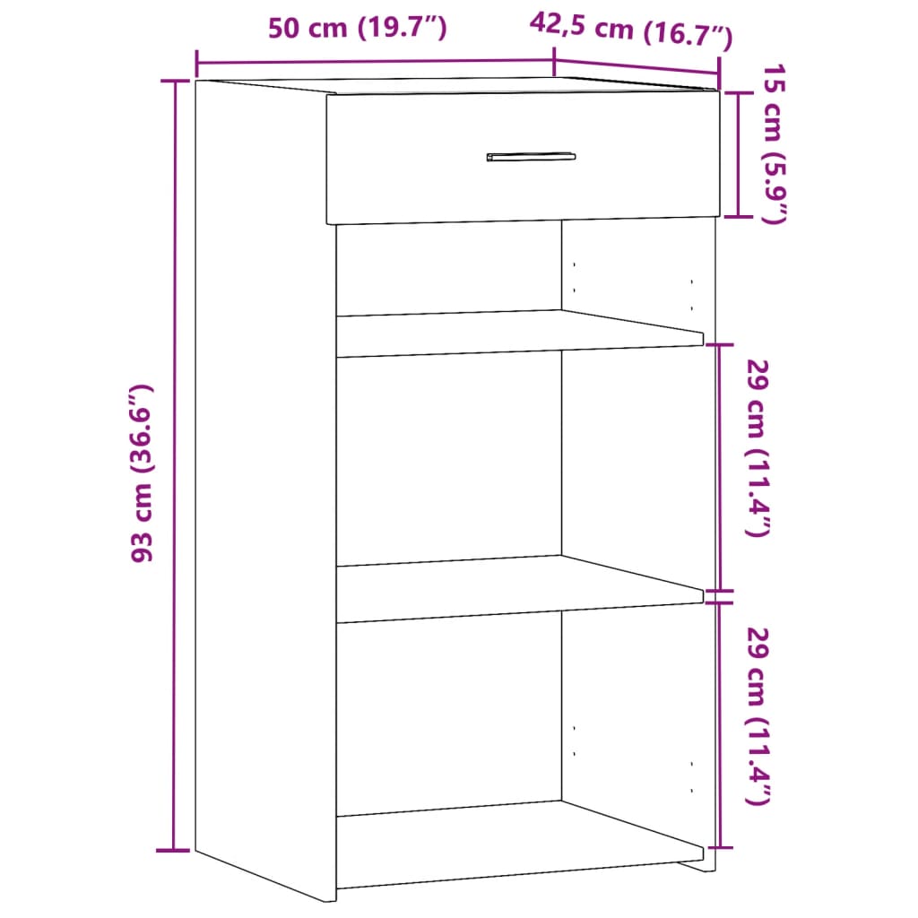 Dressoir 50x42,5x93 cm bewerkt hout zwart