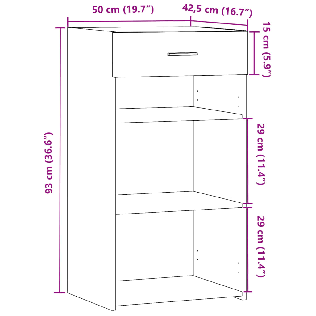 Dressoir 50x42,5x93 cm bewerkt hout betongrijs