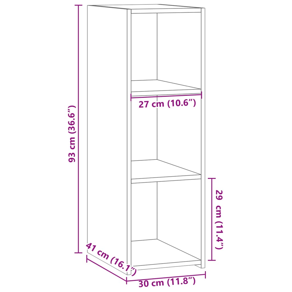 Dressoir 30x41x93 cm bewerkt hout grijs sonoma eikenkleurig
