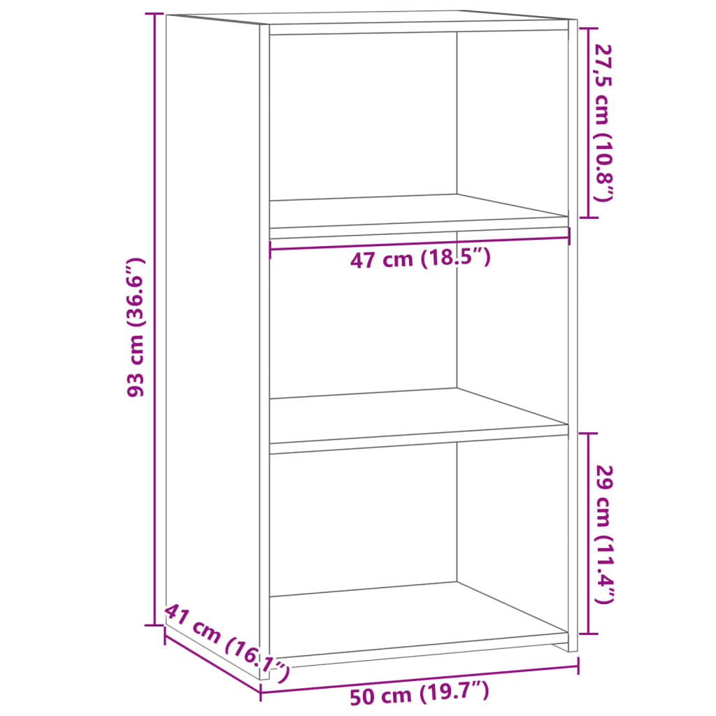 Dressoir 50x41x93 cm bewerkt hout grijs sonoma eikenkleurig
