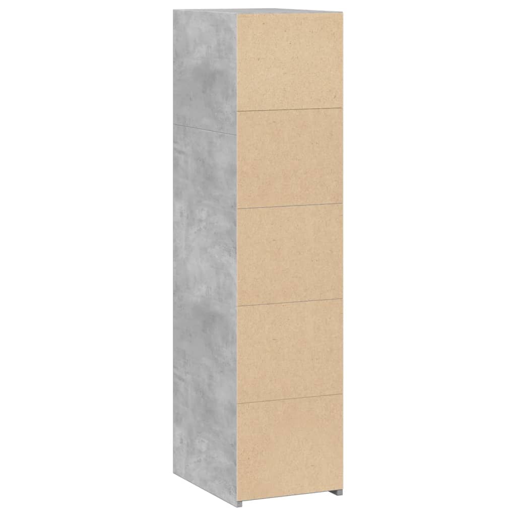 Hoge kast 30x41x124 cm bewerkt hout betongrijs