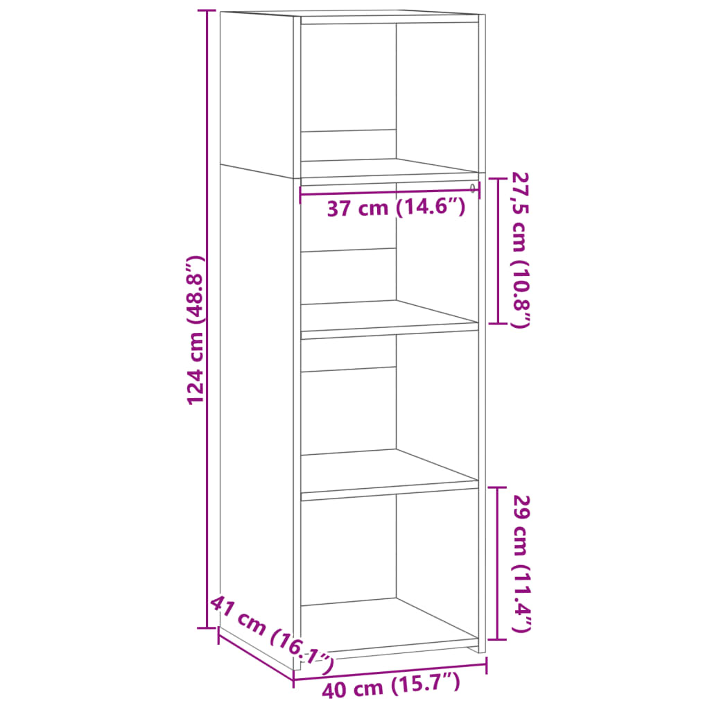 Hoge kast 40x41x124 cm bewerkt hout wit