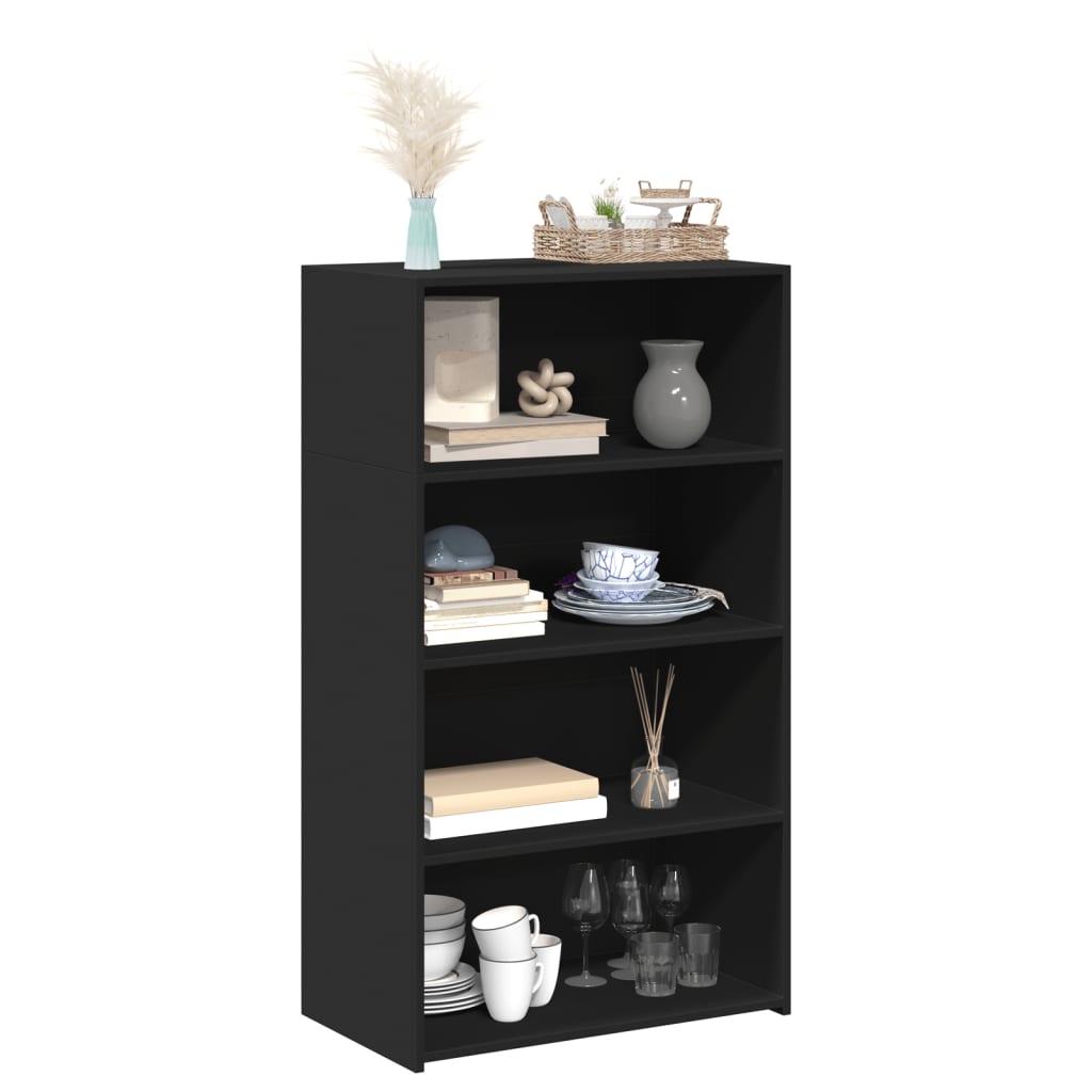 Hoge kast 70x41x124 cm bewerkt hout zwart