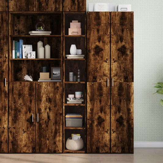 Hoge kast 30x41x185 cm bewerkt hout gerookt eikenkleurig