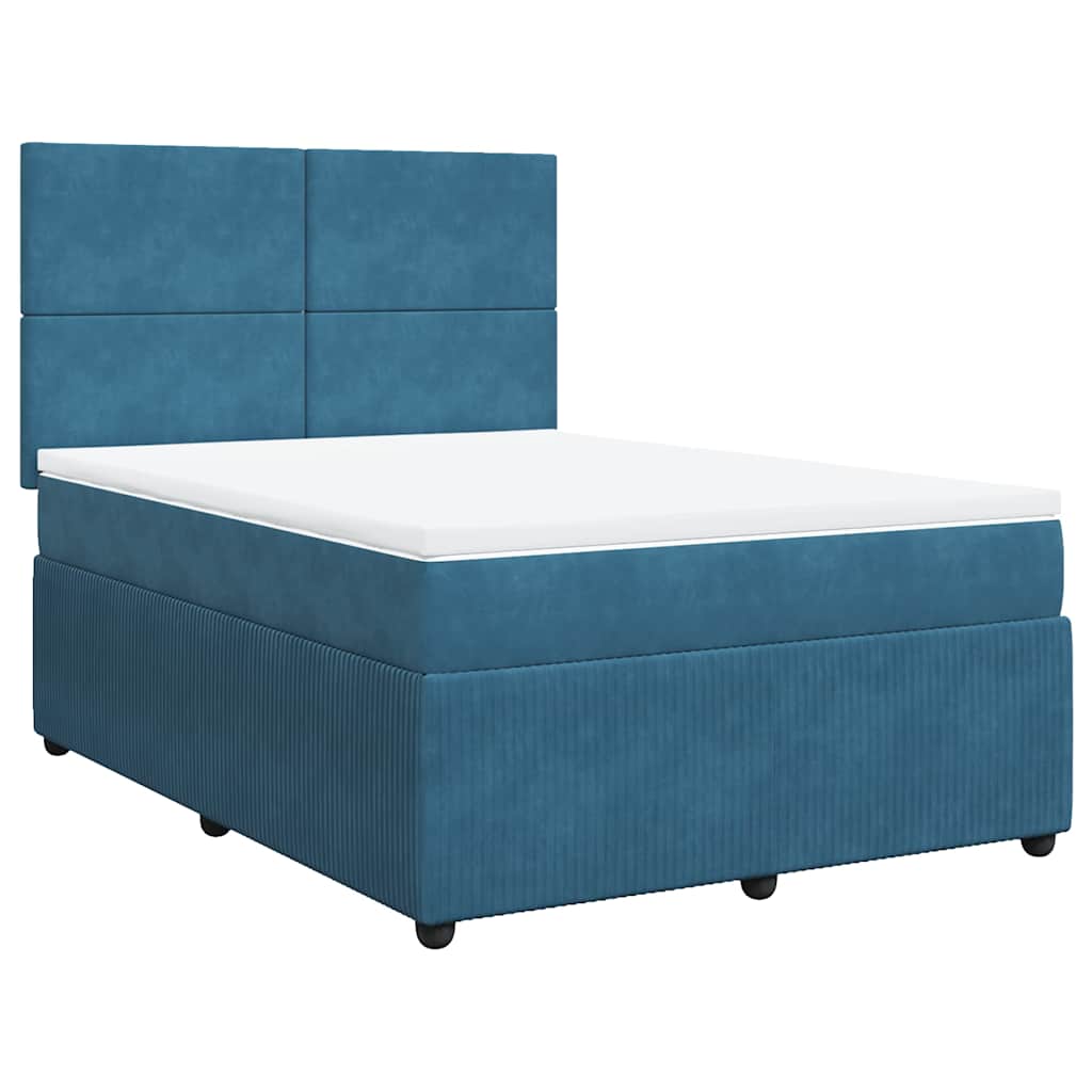 Boxspring met matras fluweel donkerblauw 160x200 cm