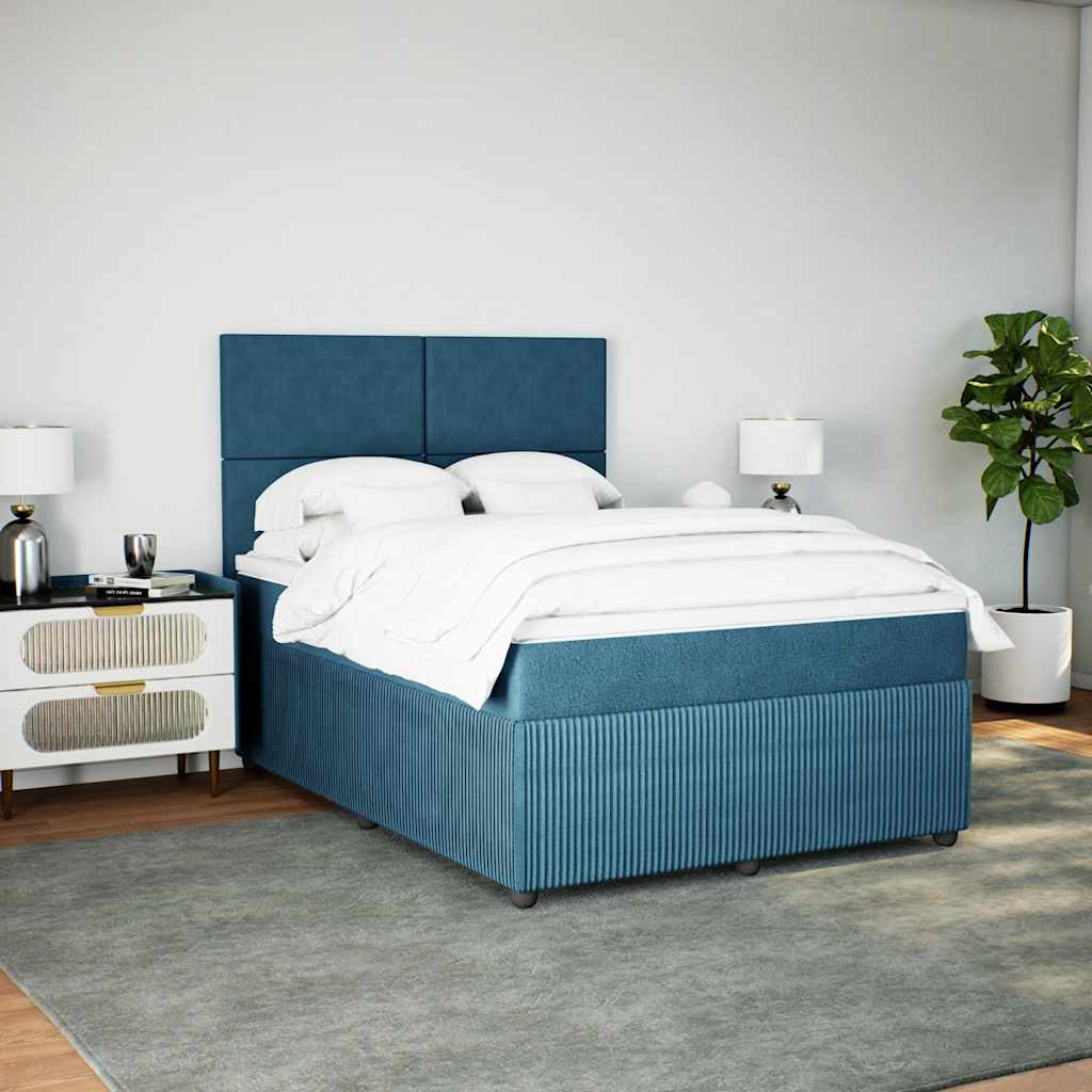 Boxspring met matras fluweel donkerblauw 160x200 cm
