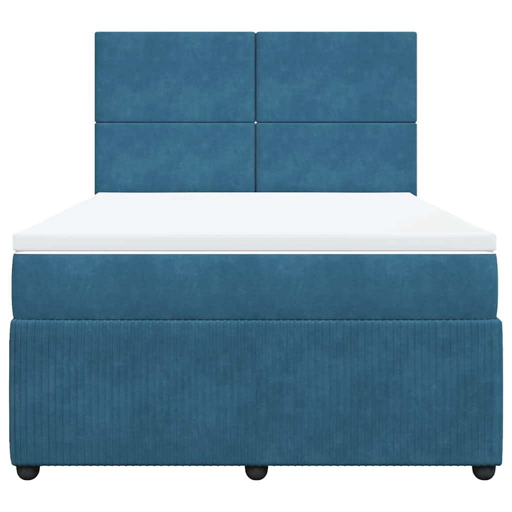 Boxspring met matras fluweel donkerblauw 160x200 cm