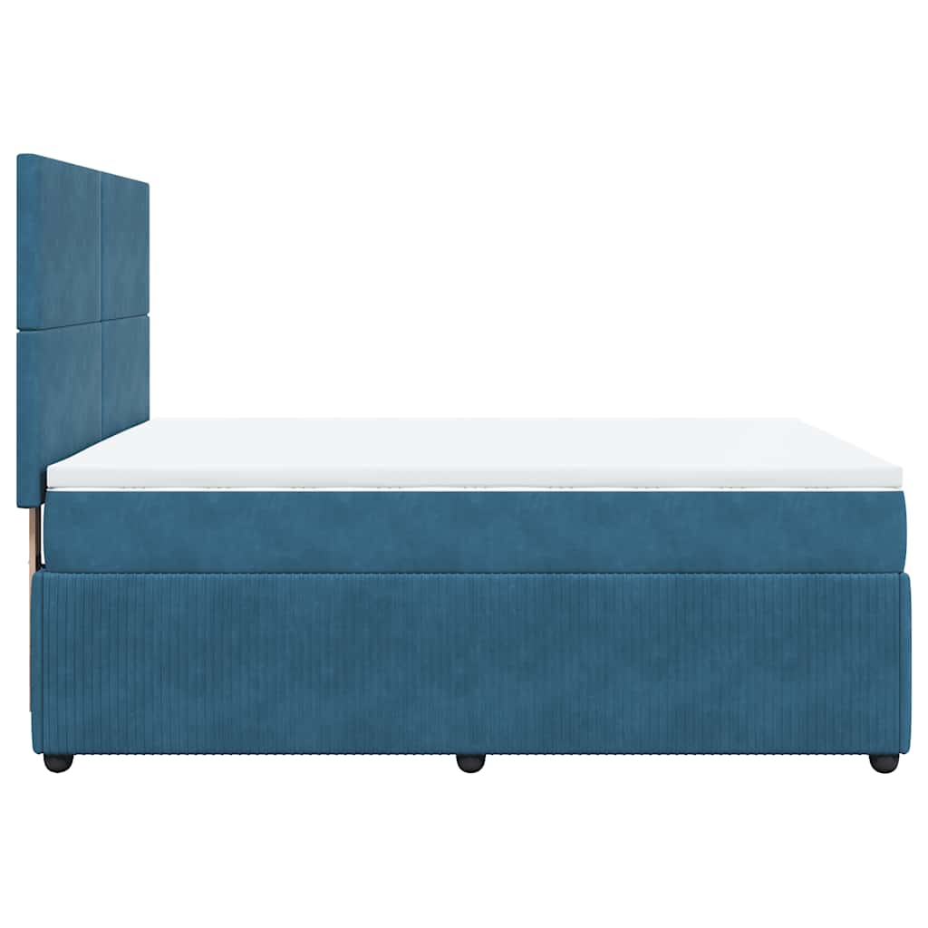 Boxspring met matras fluweel donkerblauw 160x200 cm