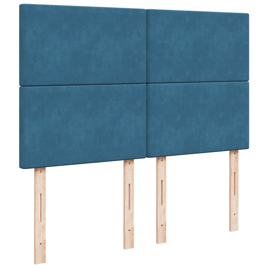Boxspring met matras fluweel donkerblauw 160x200 cm