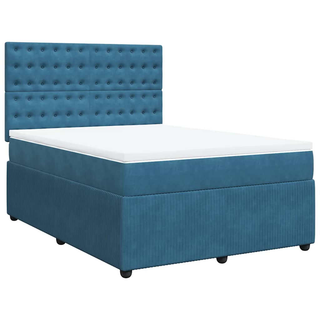 Boxspring met matras fluweel donkerblauw 160x200 cm
