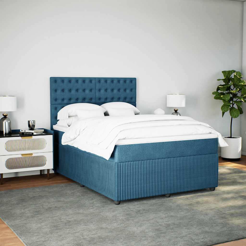 Boxspring met matras fluweel donkerblauw 160x200 cm