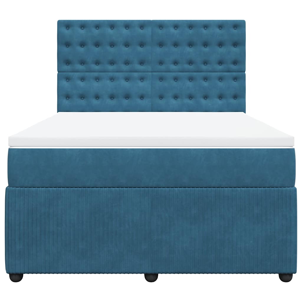 Boxspring met matras fluweel donkerblauw 160x200 cm